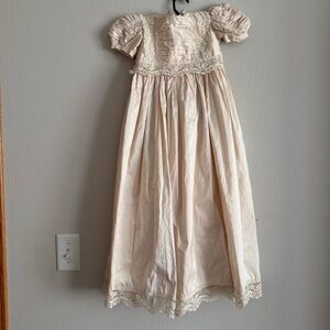 Posies Vintage Hand- Made SILK Christening Dress + Bonnet